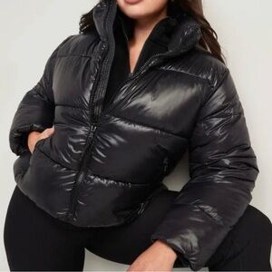 Old Navy Women's Shiny Black Puffer Jacket XXL NWT